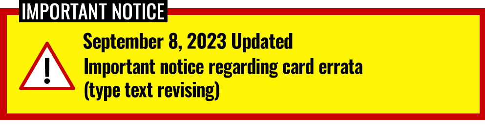 Important notice regarding card errata (type text revising)